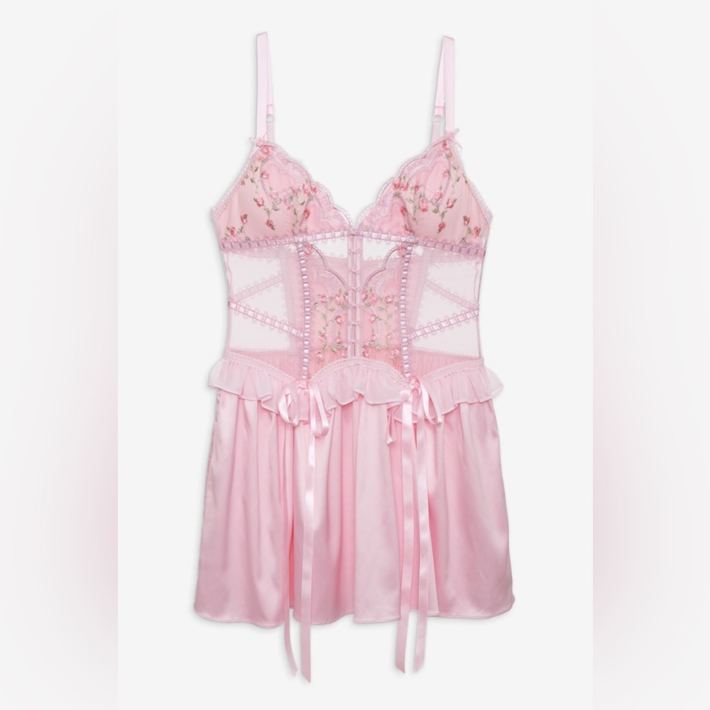 For Love and Lemons Ily Embroidered Slip Dress